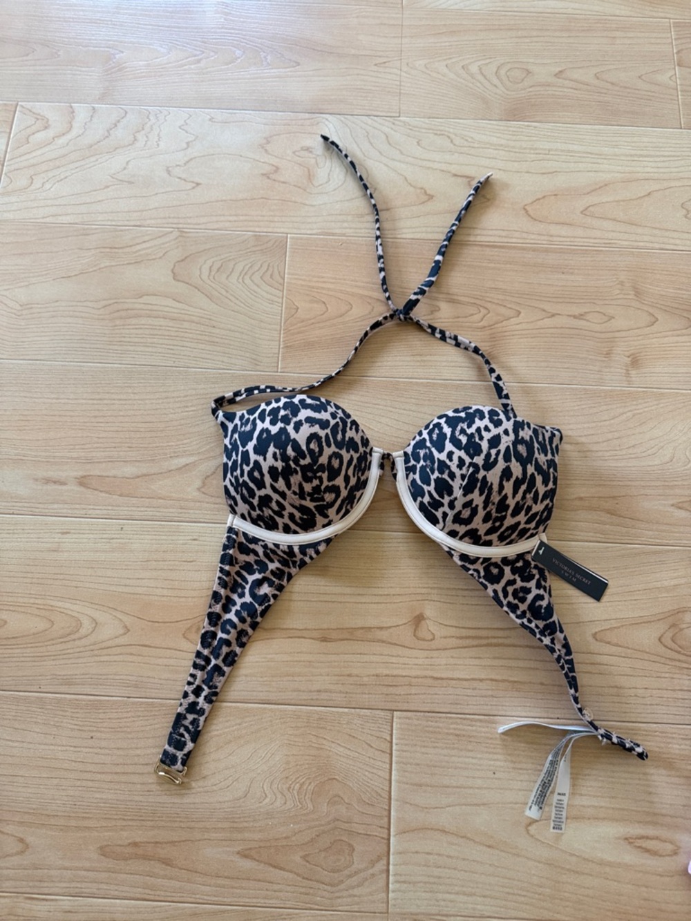 Victoria's Secret Leopard Print Push-Up Bikini Top - Black & Tan